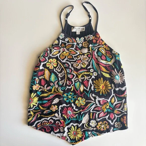 Idyllwind Women's Floral Haze Halter Crinkle Top Size Small - Picture 2 of 9